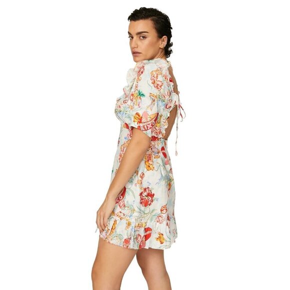 Rixo Camile Ruffle Mini Dress Multicolor in 8 Womens Linen ruffle - Picture 14 of 16